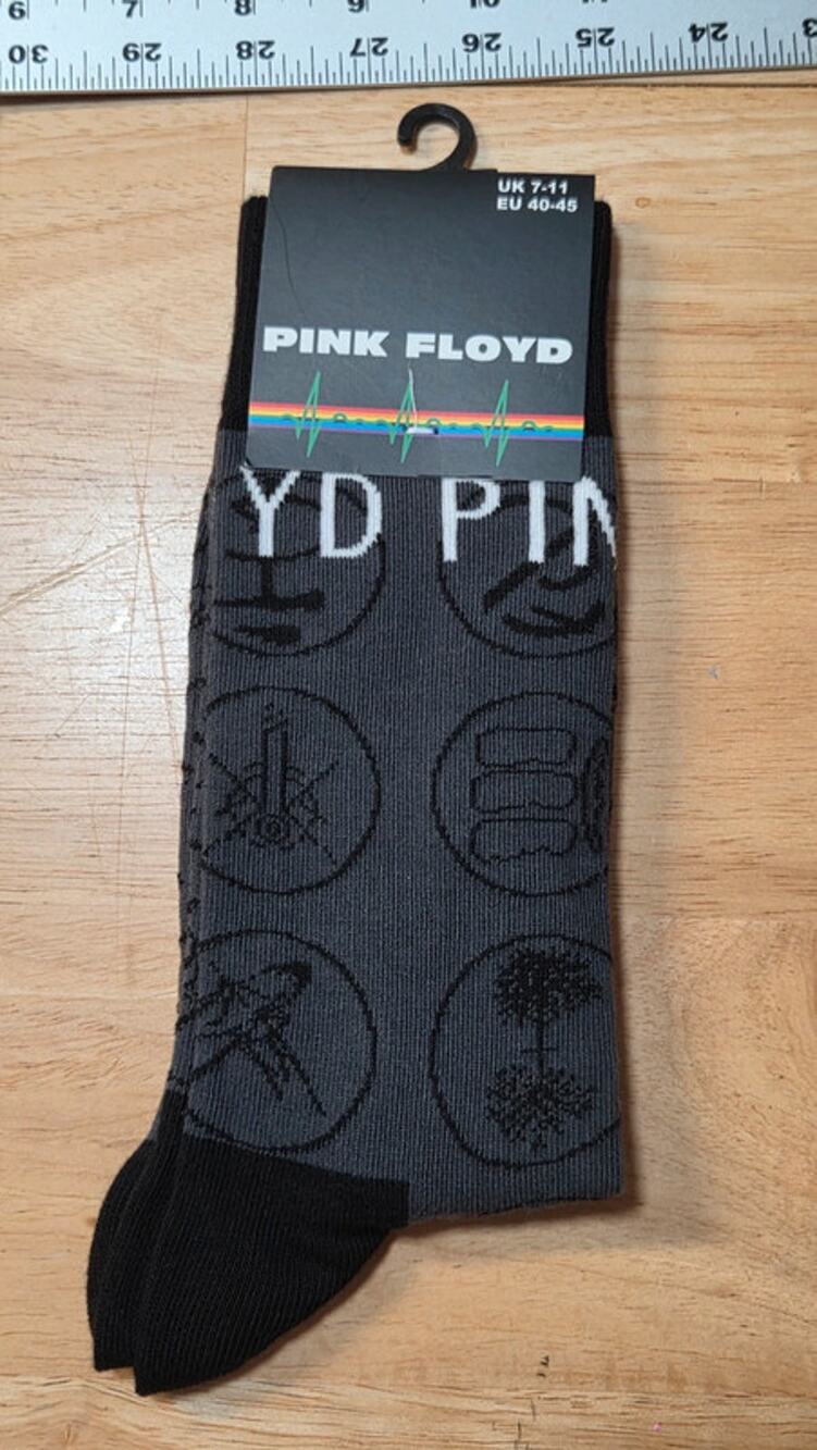 Pink Floyd The Division Bell Icon Crew Socks Gray Black Rock Off Brand New NWT